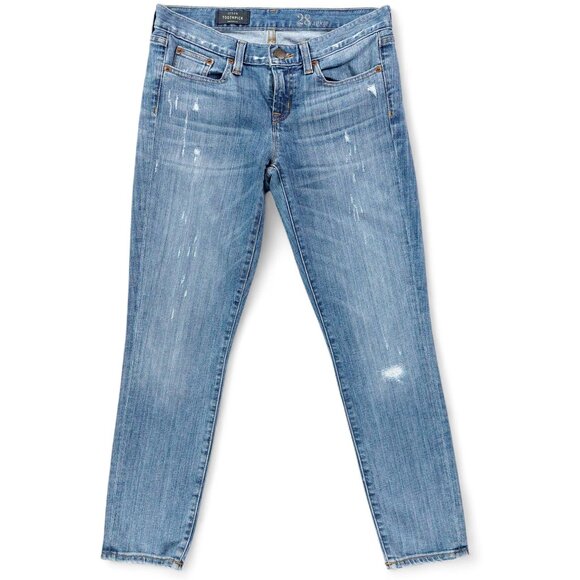 J.Crew Jeans Womens Sz 28 Ankle Toothpick Skinny Stretch Distressed Y2K Low Rise - Picture 1 of 12
